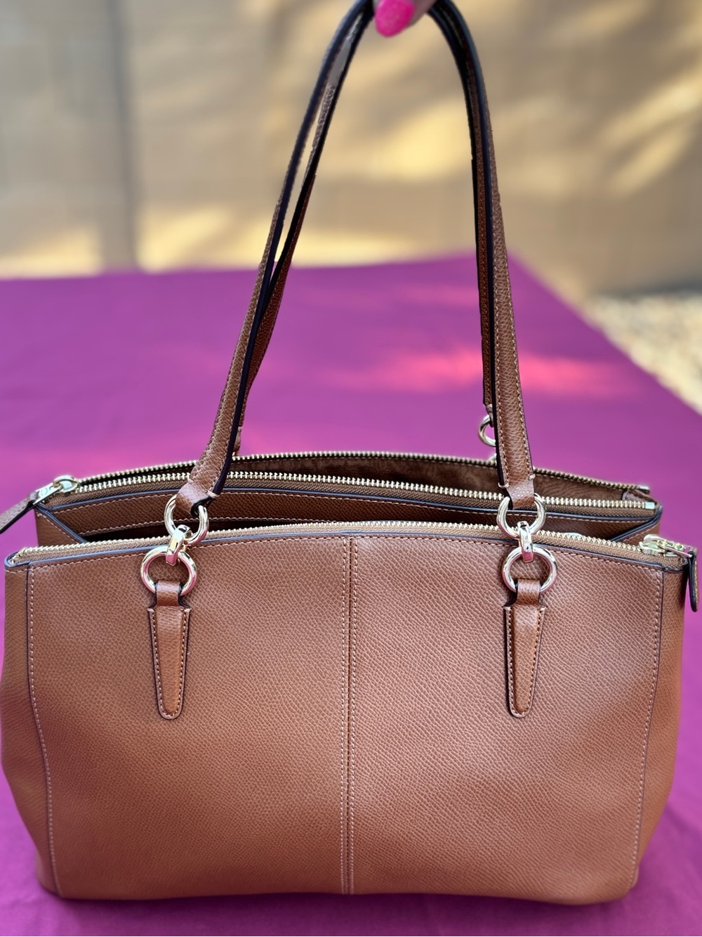 Coach Christie Carryall Brown Leather Satchel Shoulder Bag + Crossbody Strap - Picture 4 of 10